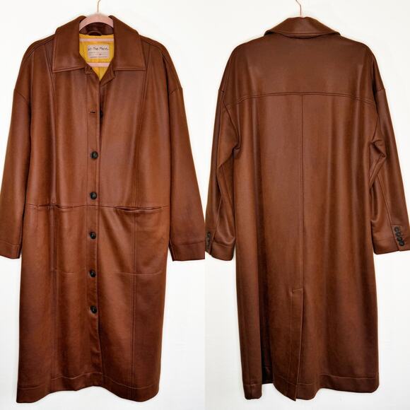 NWOT Free People Carmen Vegan Suede Chutney Long Duster Trench Coat Jacket XS - Picture 3 of 15
